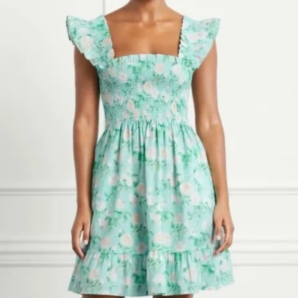 NWT Hill House Home The Elizabeth Nap Dress - Blue Roses Poplin